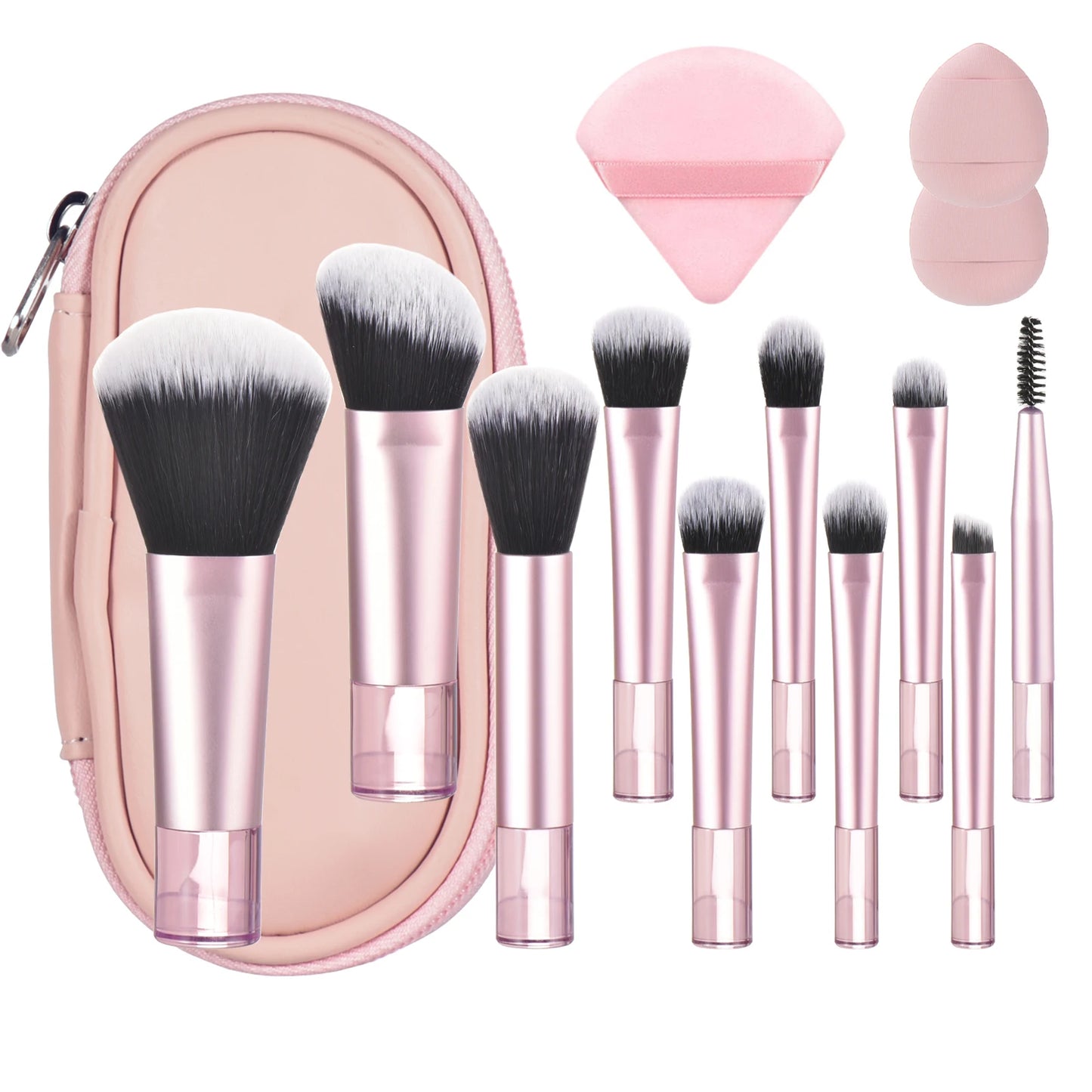 Mini pinceau de maquillage de 10 couleurs, outil de maquillage portable de voyage, houppette de maquillage - Pinceau de paume, ensemble d'outils de maquillage professionnels, cadeau de Noël