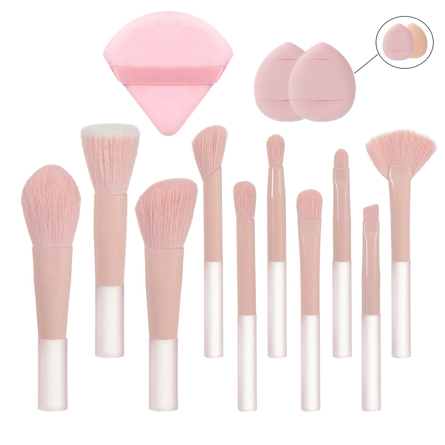 Mini pinceau de maquillage de 10 couleurs, outil de maquillage portable de voyage, houppette de maquillage - Pinceau de paume, ensemble d'outils de maquillage professionnels, cadeau de Noël