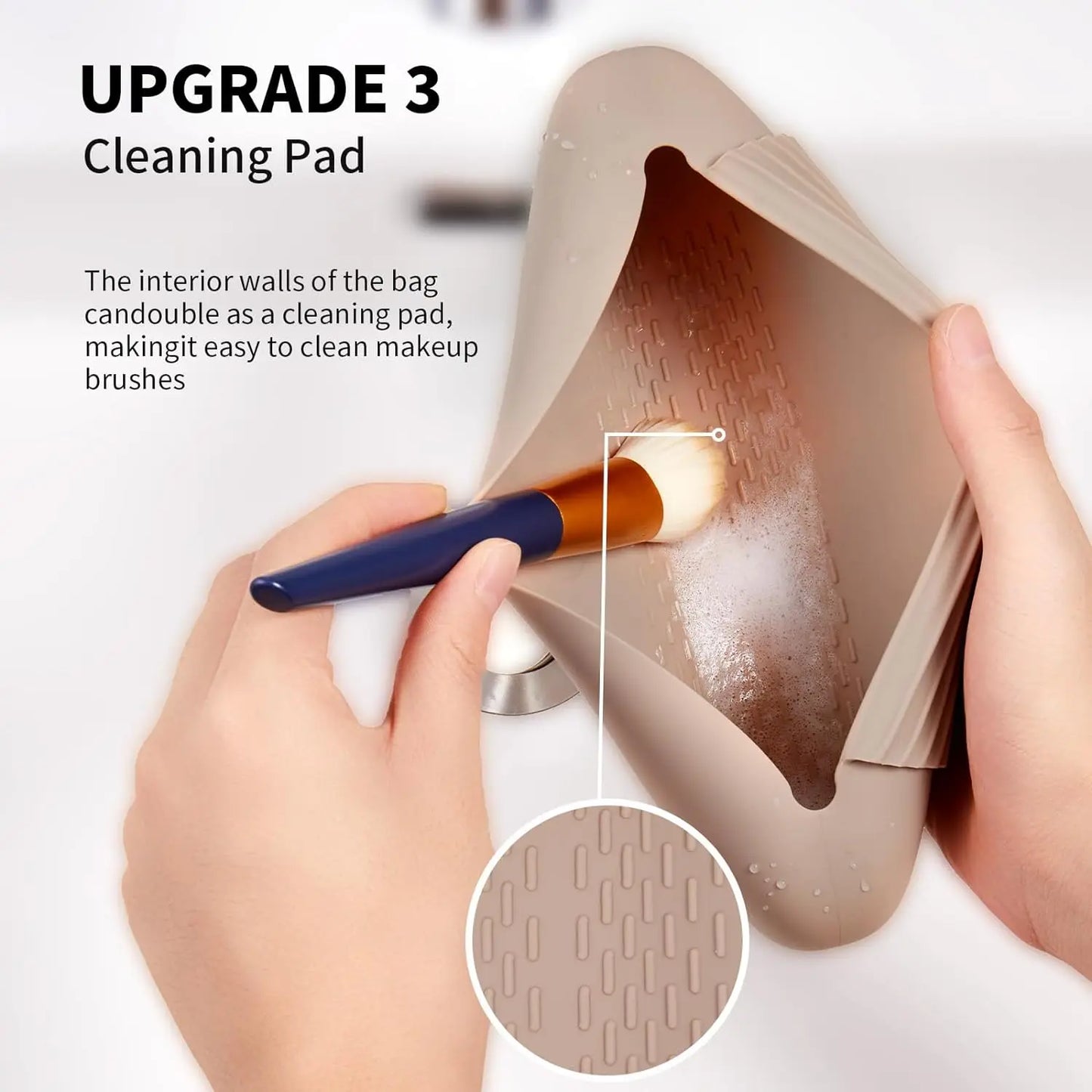 Silicone Makeup Brush Holder Travel Cosmetic Bag Soft Portable Cosmetic Face Brushes Case Anti-Fall Out Magnetic Closure Large