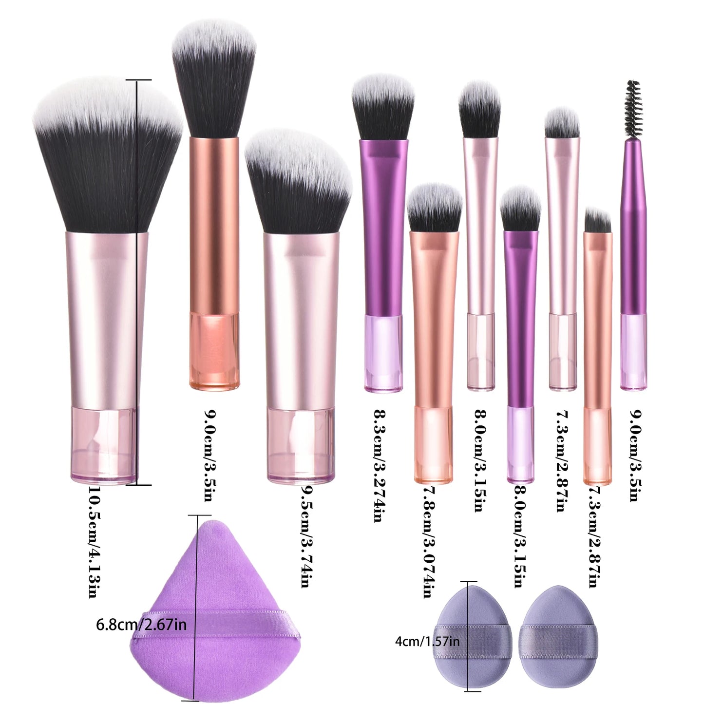 10 color Mini makeup brush Travel portable Makeup Tool Makeup Puff - Palm Brush Professional Makeup tool set Christmas gift