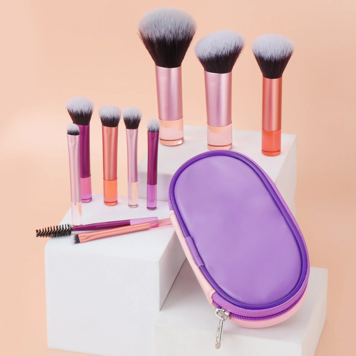 10 color Mini makeup brush Travel portable Makeup Tool Makeup Puff - Palm Brush Professional Makeup tool set Christmas gift