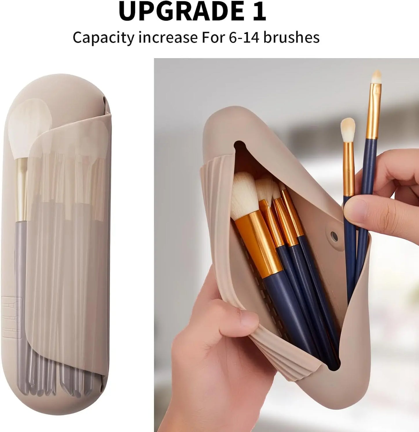 Silicone Makeup Brush Holder Travel Cosmetic Bag Soft Portable Cosmetic Face Brushes Case Anti-Fall Out Magnetic Closure Large