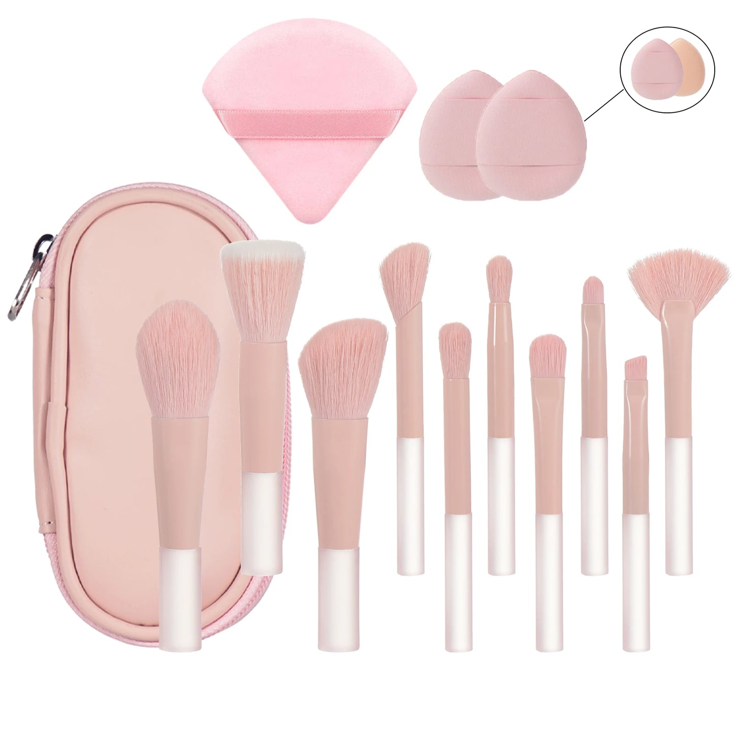 Mini pinceau de maquillage de 10 couleurs, outil de maquillage portable de voyage, houppette de maquillage - Pinceau de paume, ensemble d'outils de maquillage professionnels, cadeau de Noël