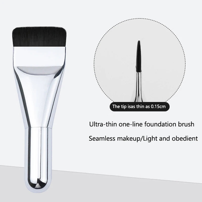 Flat Head Thin And Light Soft Bristle Foundation Brush Mini Short Handle Makeup Brush Face Contour Brush Flat Contour Brush