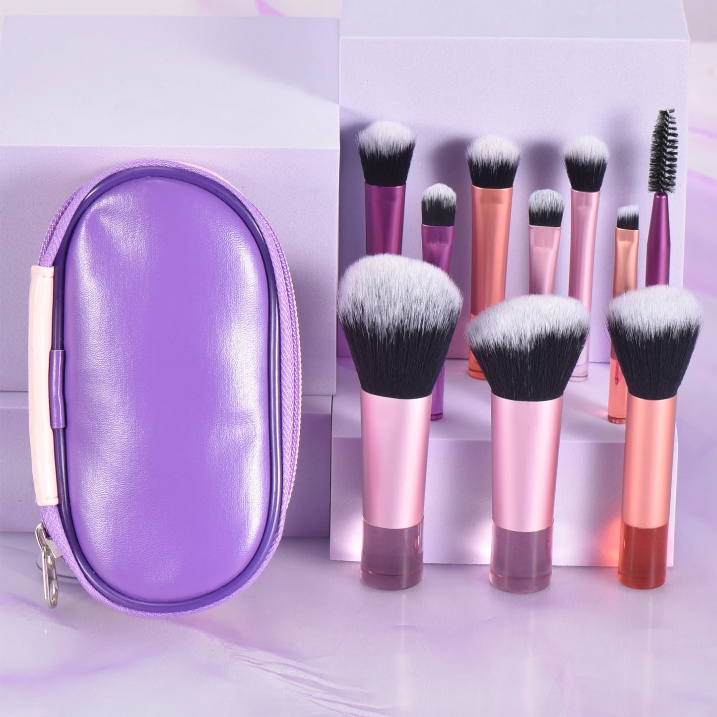 10 color Mini makeup brush Travel portable Makeup Tool Makeup Puff - Palm Brush Professional Makeup tool set Christmas gift